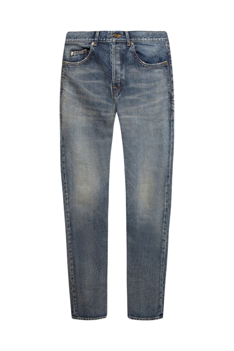 Saint Laurent Stonewashed Blue Denim Jeans