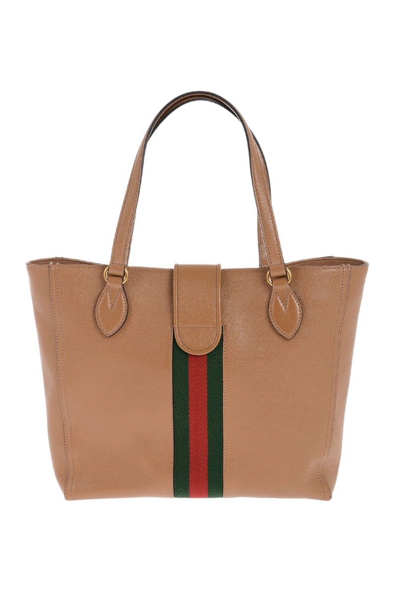 Gucci Leather Tote Bag With Golden GG Monogram