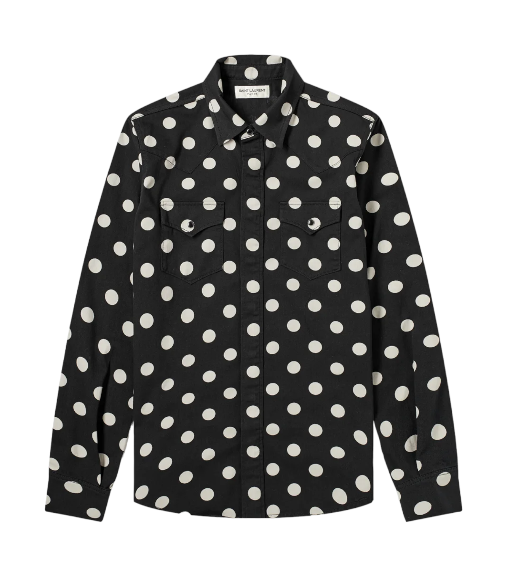 Saint Laurent Western Shirt in Dotted Black Enzyme