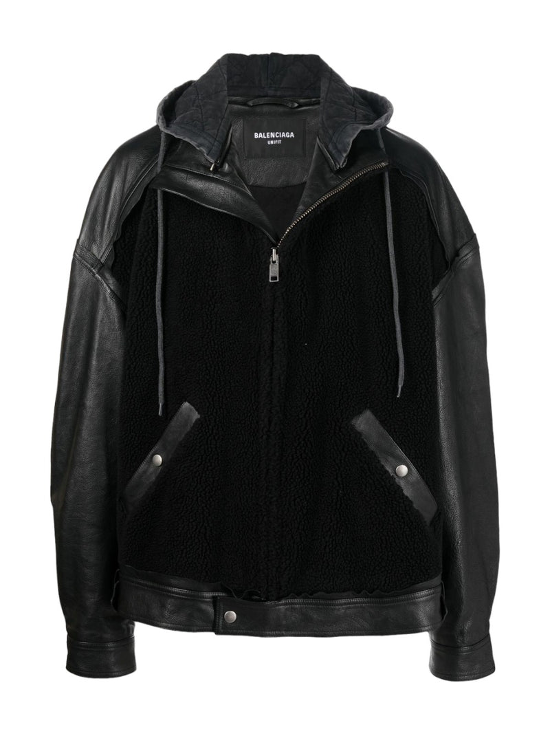 Balenciaga Deconstructed Hooded Leather Jacket