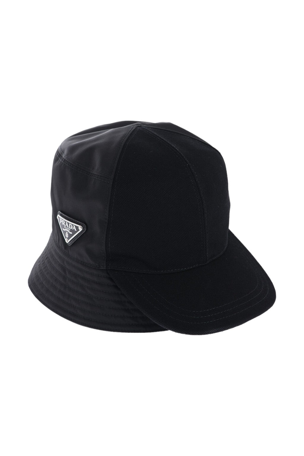 Prada Re-Nylon Baseball-Panel Leather Bucket Hat