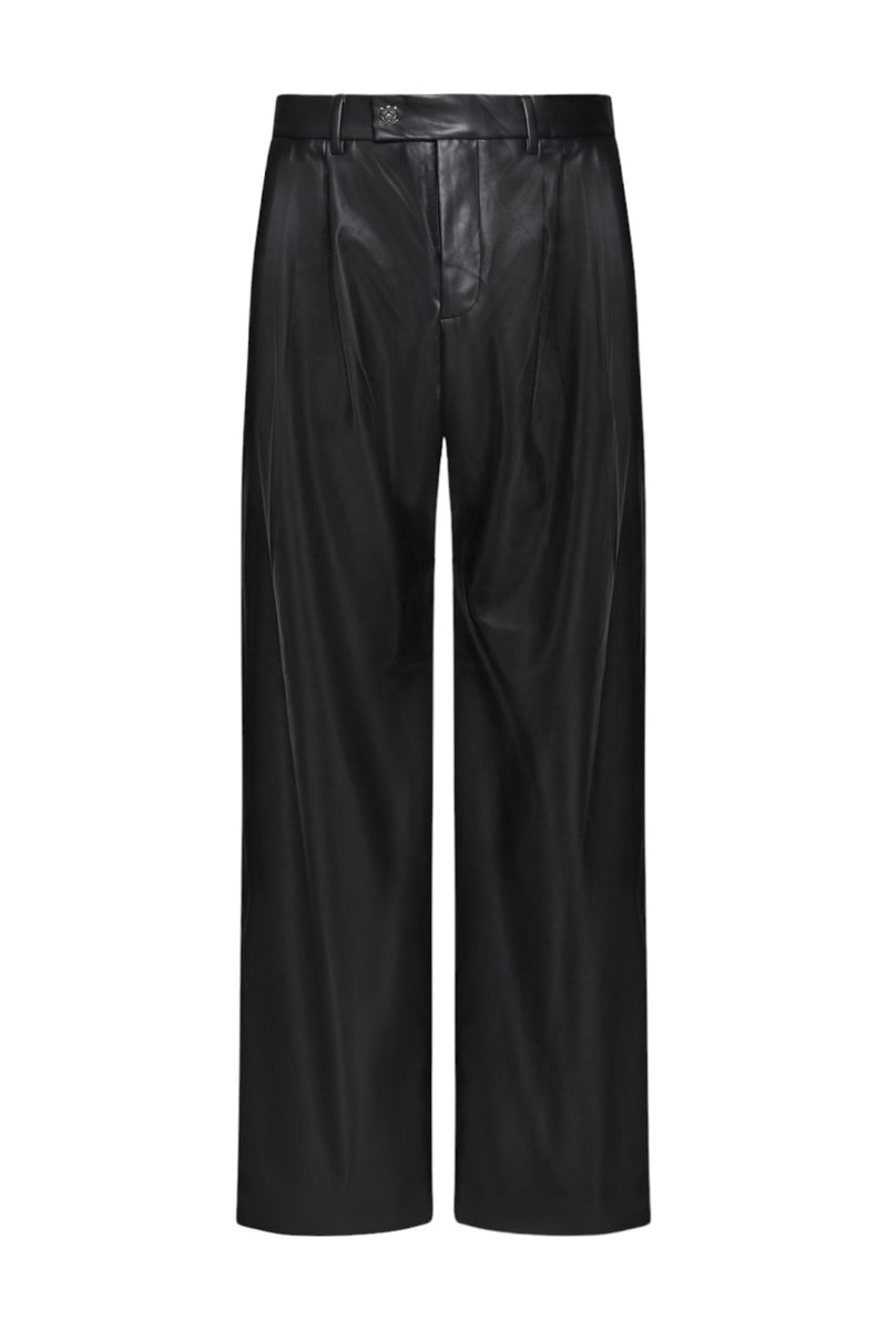 AMIRI Straight-Leg Pleated Faux Leather Trousers for Men