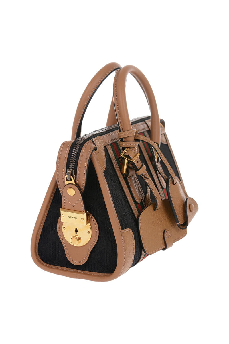 Gucci GG Canvas & Smooth Leather Mini Handbag Brown