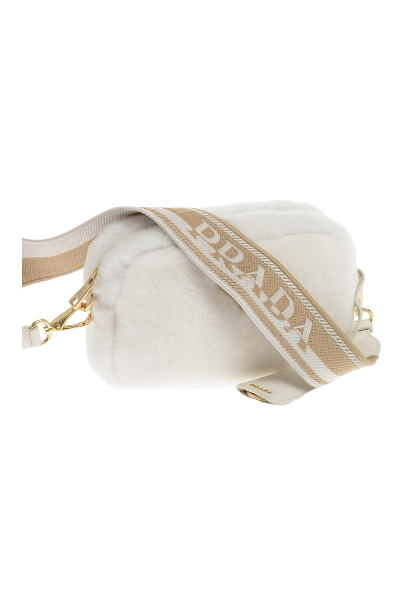 Prada White Shearling Crossbody Bag