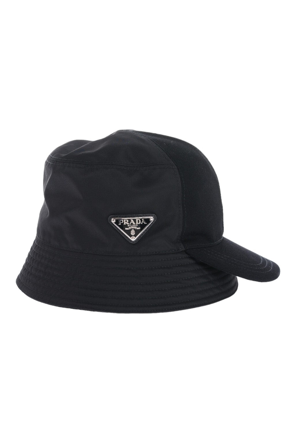 Prada Re-Nylon Baseball-Panel Leather Bucket Hat