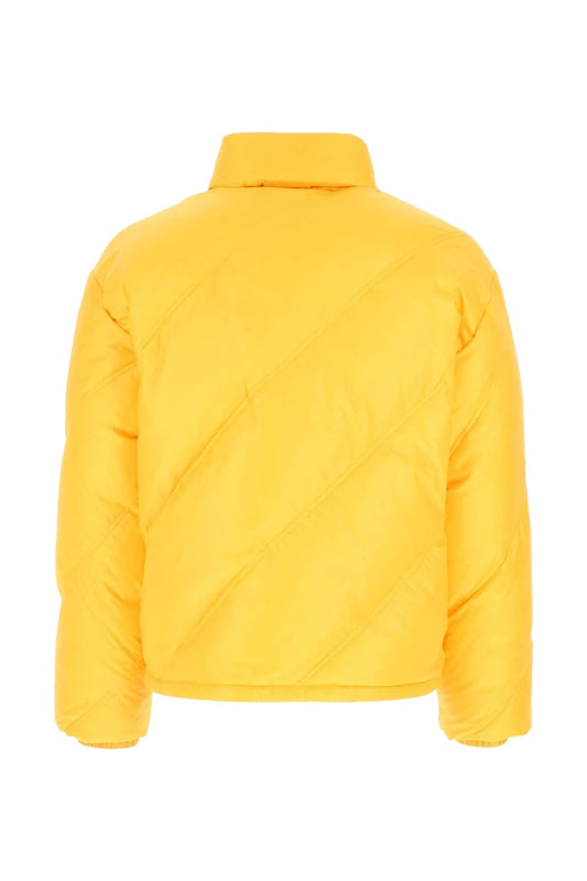 Prada Logo Plaque Down Jacket Yellow