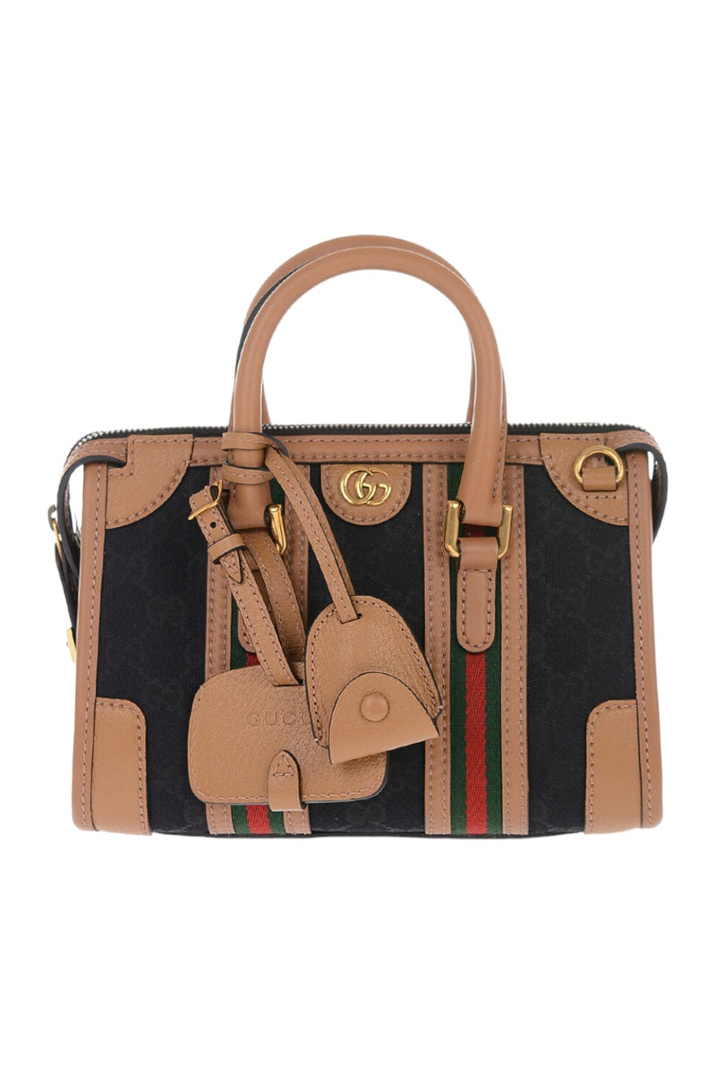 Gucci GG Canvas & Smooth Leather Mini Handbag Brown