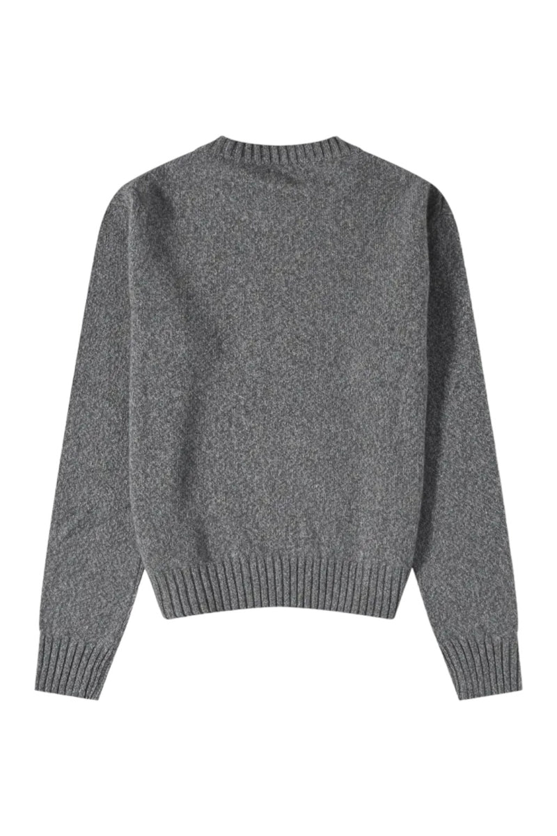 Ami Paris Tonal Heart Cashmere Crew Knit Heather Grey