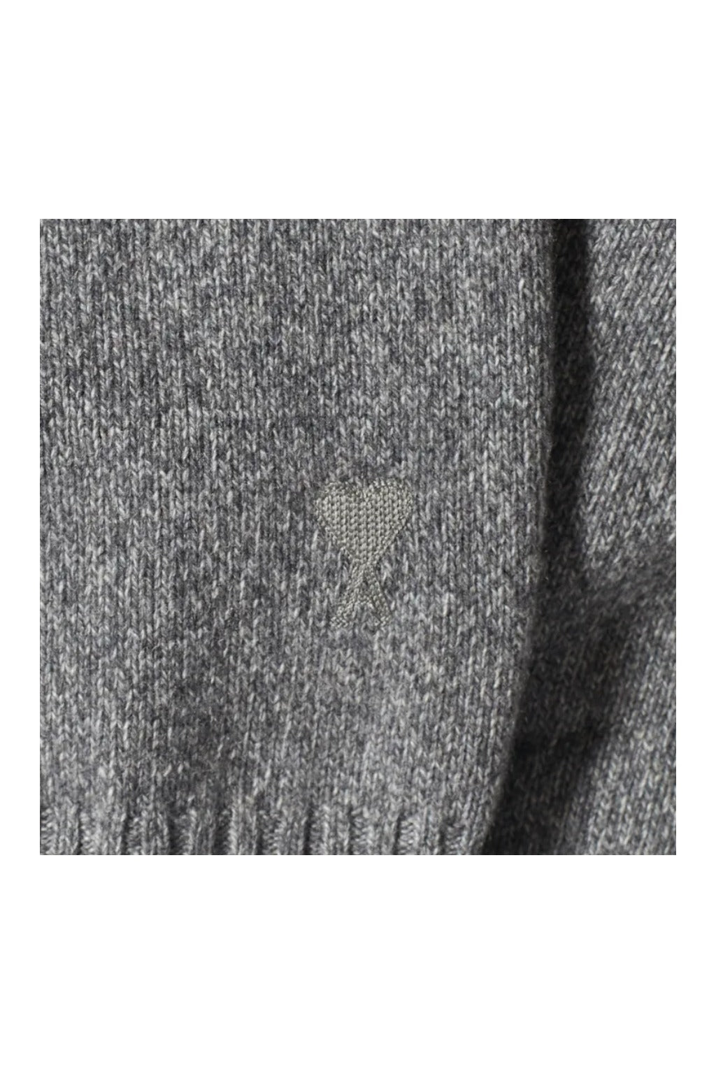 Ami Paris Tonal Heart Cashmere Crew Knit Heather Grey