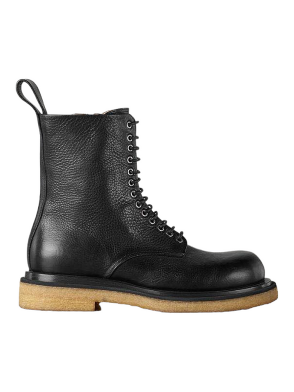 Bottega Veneta Black Lace-Up Leather Boots