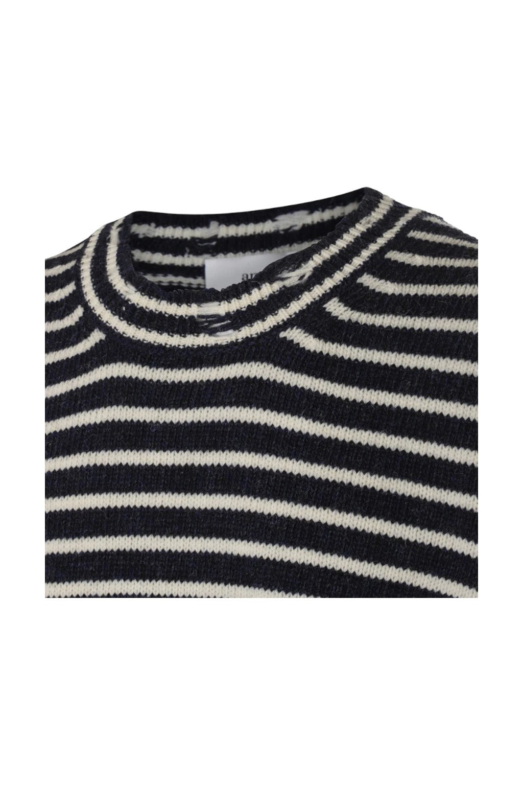 Ami Paris Striped Distressed Virgin Wool Sweater