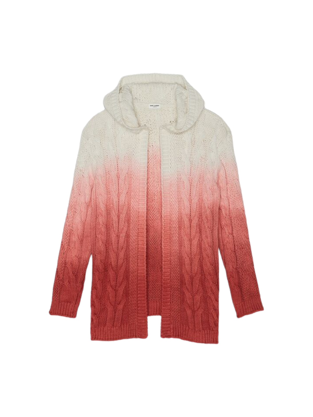 Saint Laurent Baja Hooded Cardigan in Dip-Dyed Cotton Cable Knit