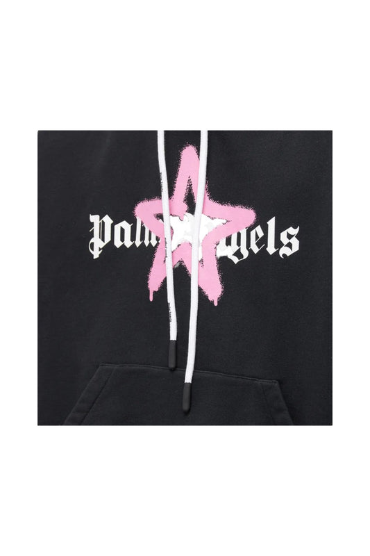 Palm Angels Star Sprayed Logo Hoodie Black/Pink