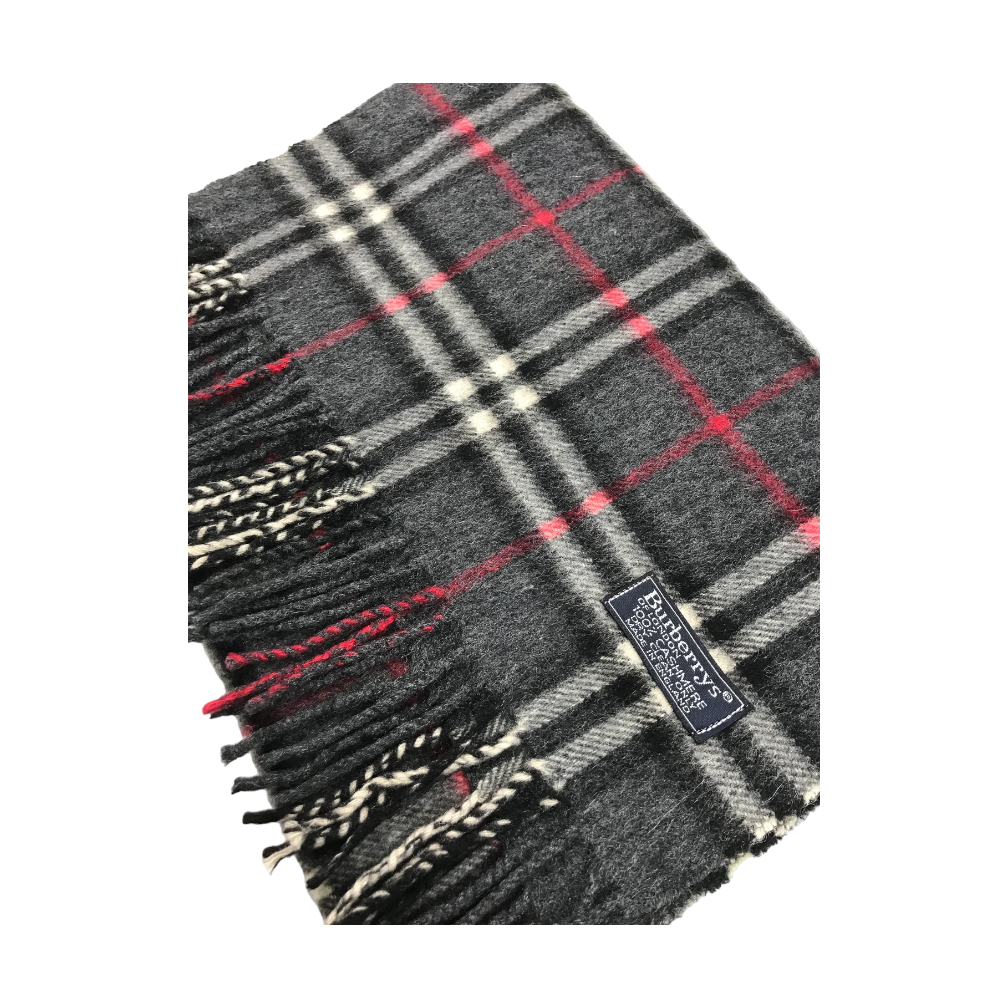 Burberrys of London Dark Grey Check Scarf - Preowned