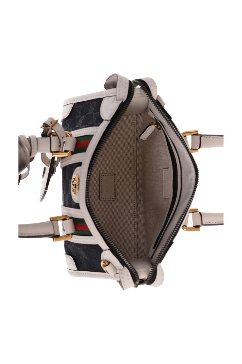 Gucci GG Canvas & Smooth Leather Mini Handbag White
