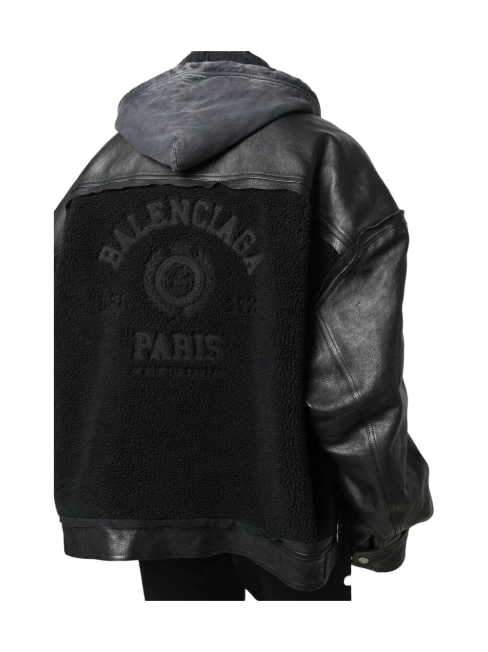 Balenciaga Deconstructed Hooded Leather Jacket