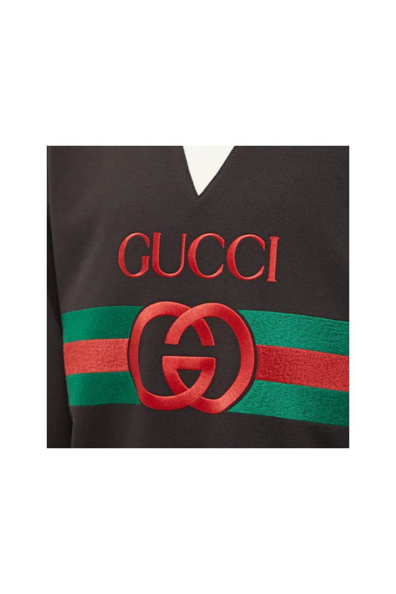 Gucci Embroidered-Logo Quarter Zip Sweatshirt