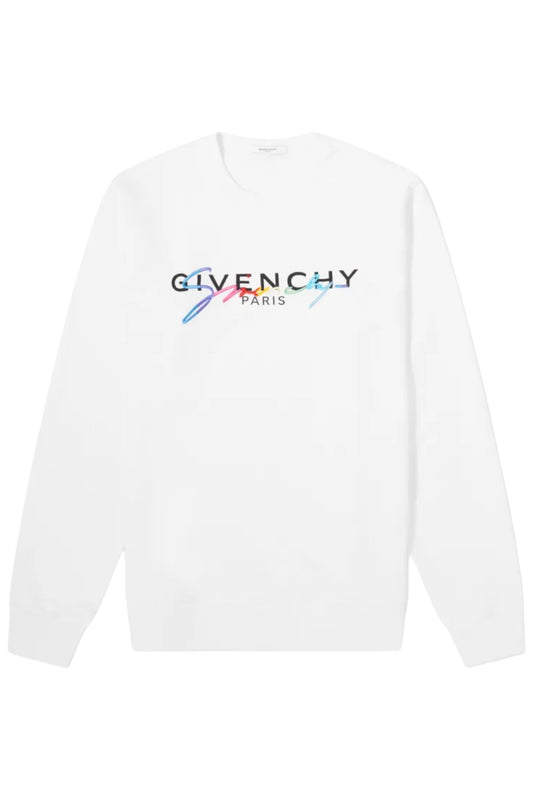 Givenchy Rainbow Signature Logo Sweatshirt White