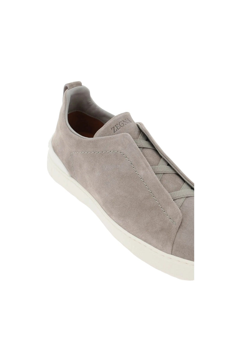 Zegna Triple Stitch Slip-On Sneakers Grey
