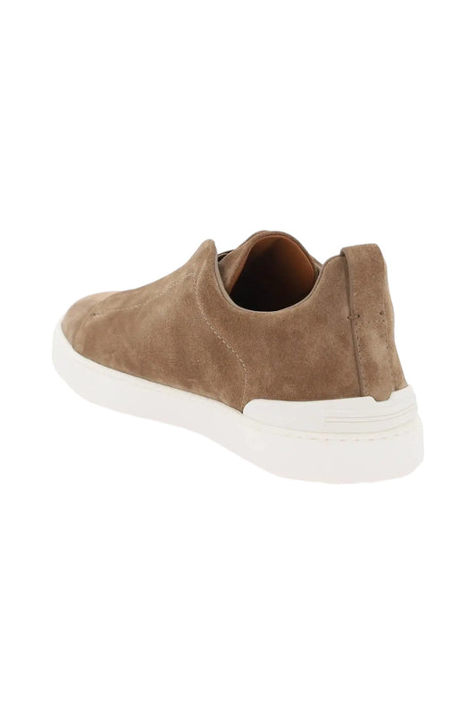 Zegna Triple Stitch Slip-On Sneakers Brown