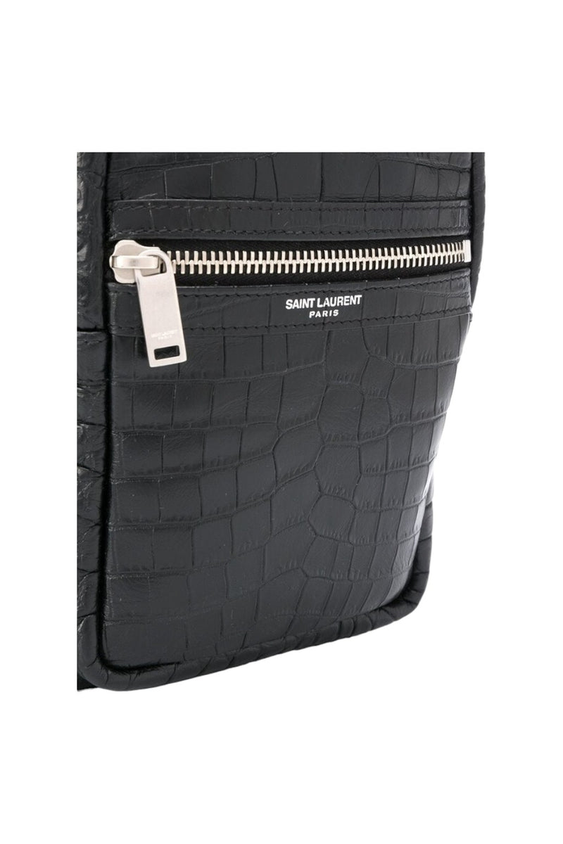 Saint Laurent Crocodile-Embossed Leather Sid Crossbody Bag