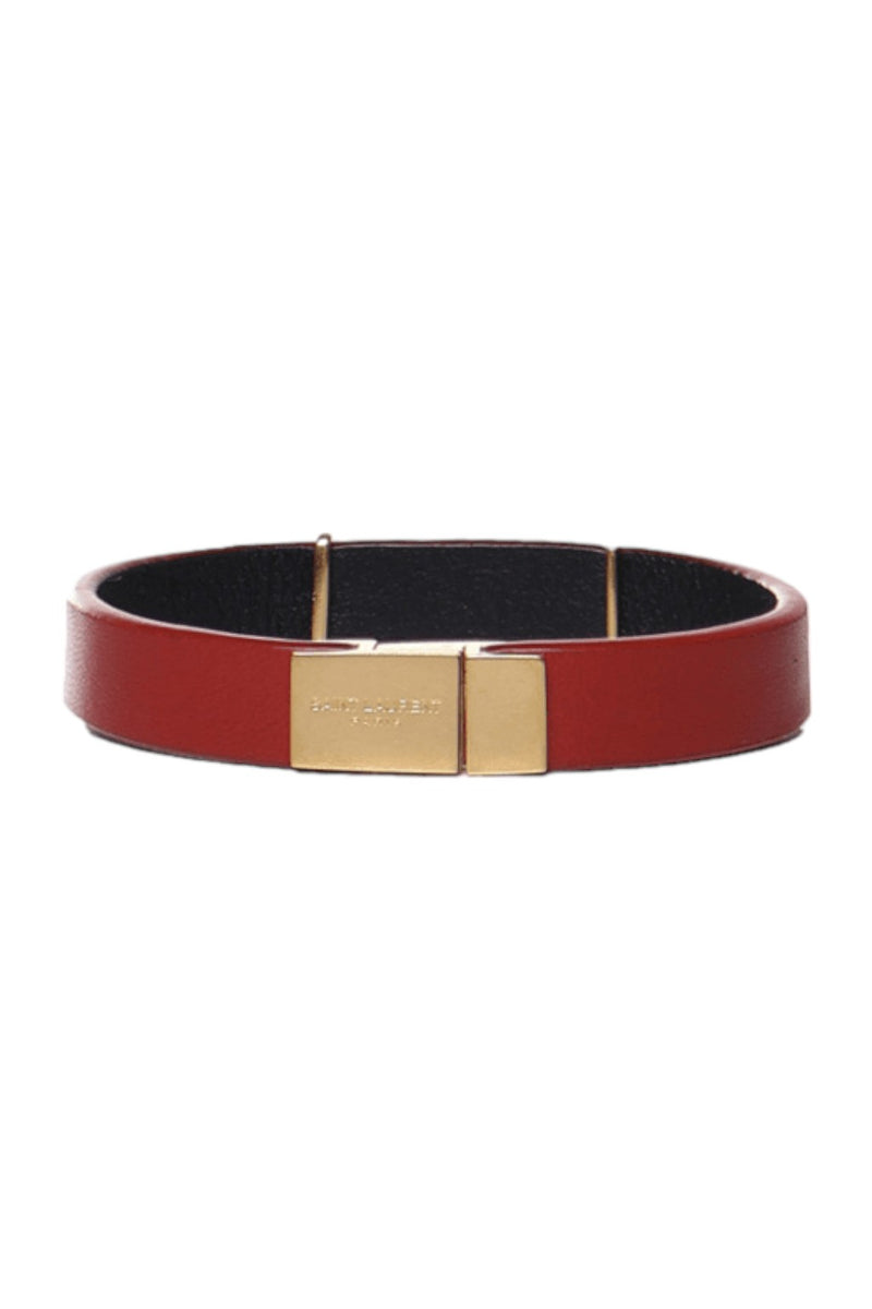 Saint Laurent Logo-Engraved Leather Bracelet