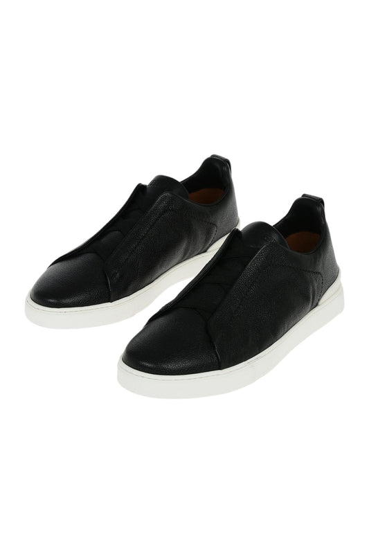 Zegna Triple Stitch Textured Leather Sneakers