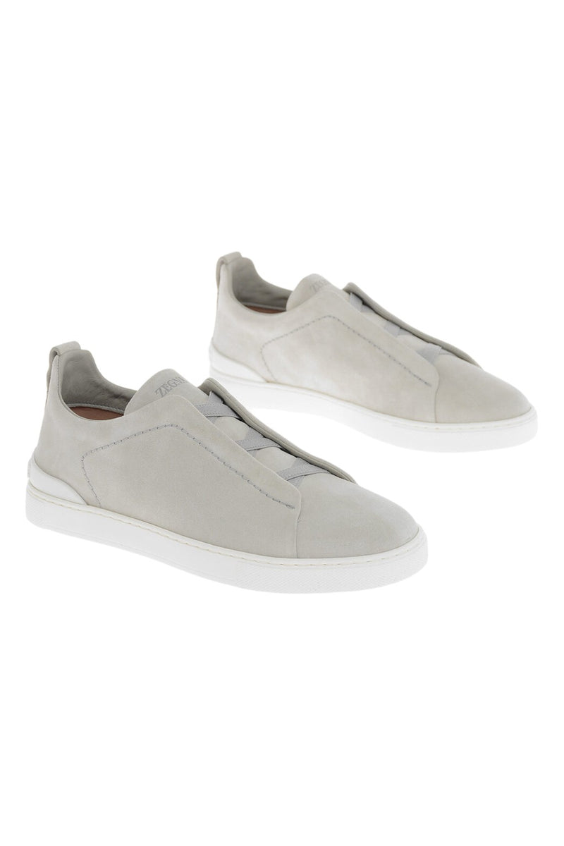 Zegna Triple Stitch Suede Sneakers Grey