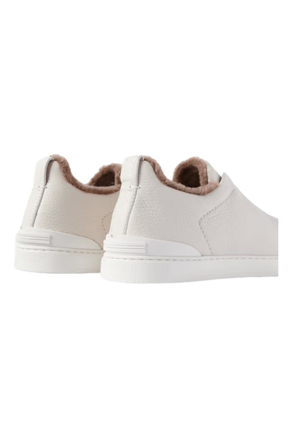 Zegna Triple Stitch Shearling-Lined Leather Sneakers