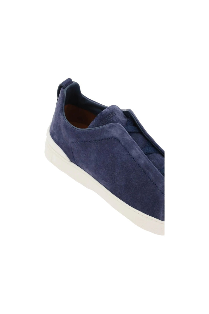 Zegna Triple Stitch Slip-On Sneakers Blue