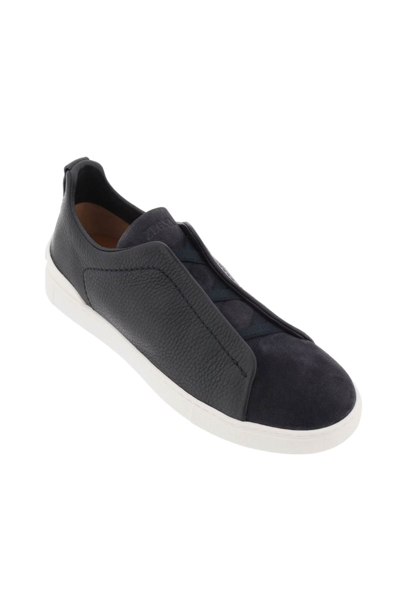 Zegna Triple Stitch Slip-On Sneakers Blue