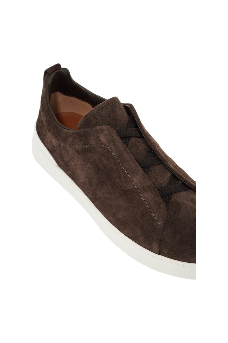 Zegna Triple Stitch Slip-On Sneakers Brown