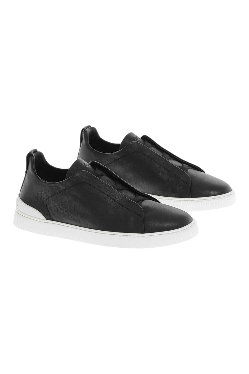 Zegna Triple Stitch Secondskin Leather Sneakers