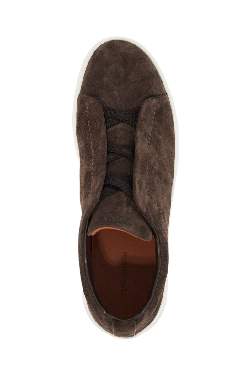 Zegna Triple Stitch Slip-On Sneakers Brown