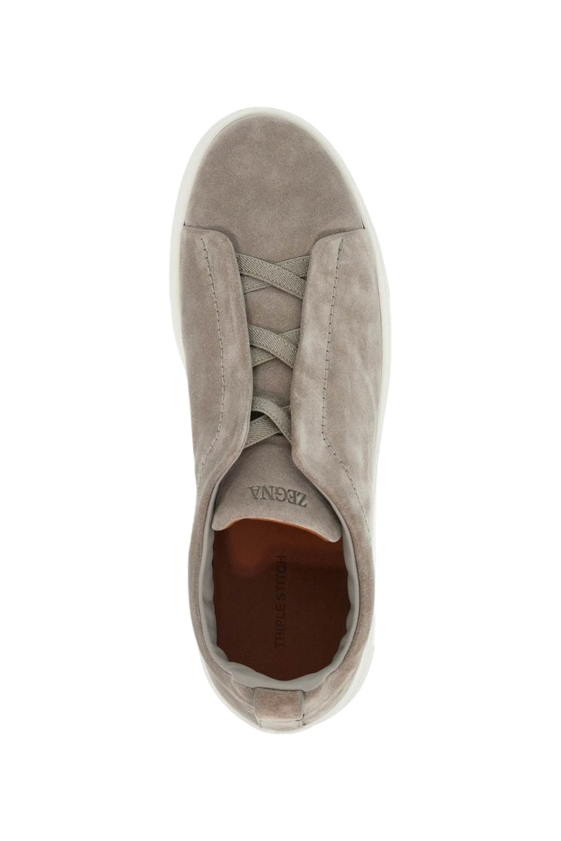 Zegna Triple Stitch Slip-On Sneakers Grey