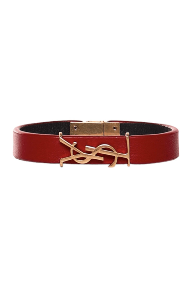 Saint Laurent Logo-Engraved Leather Bracelet