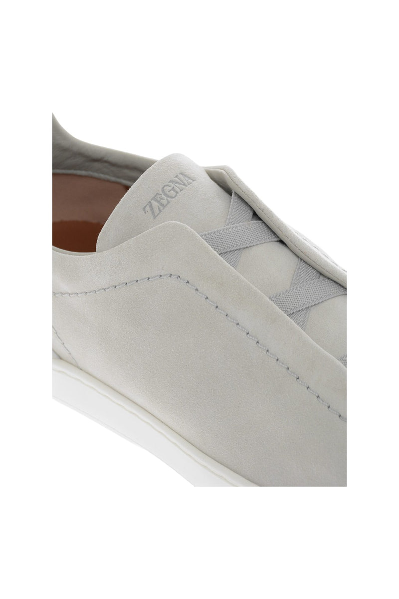 Zegna Triple Stitch Suede Sneakers Grey