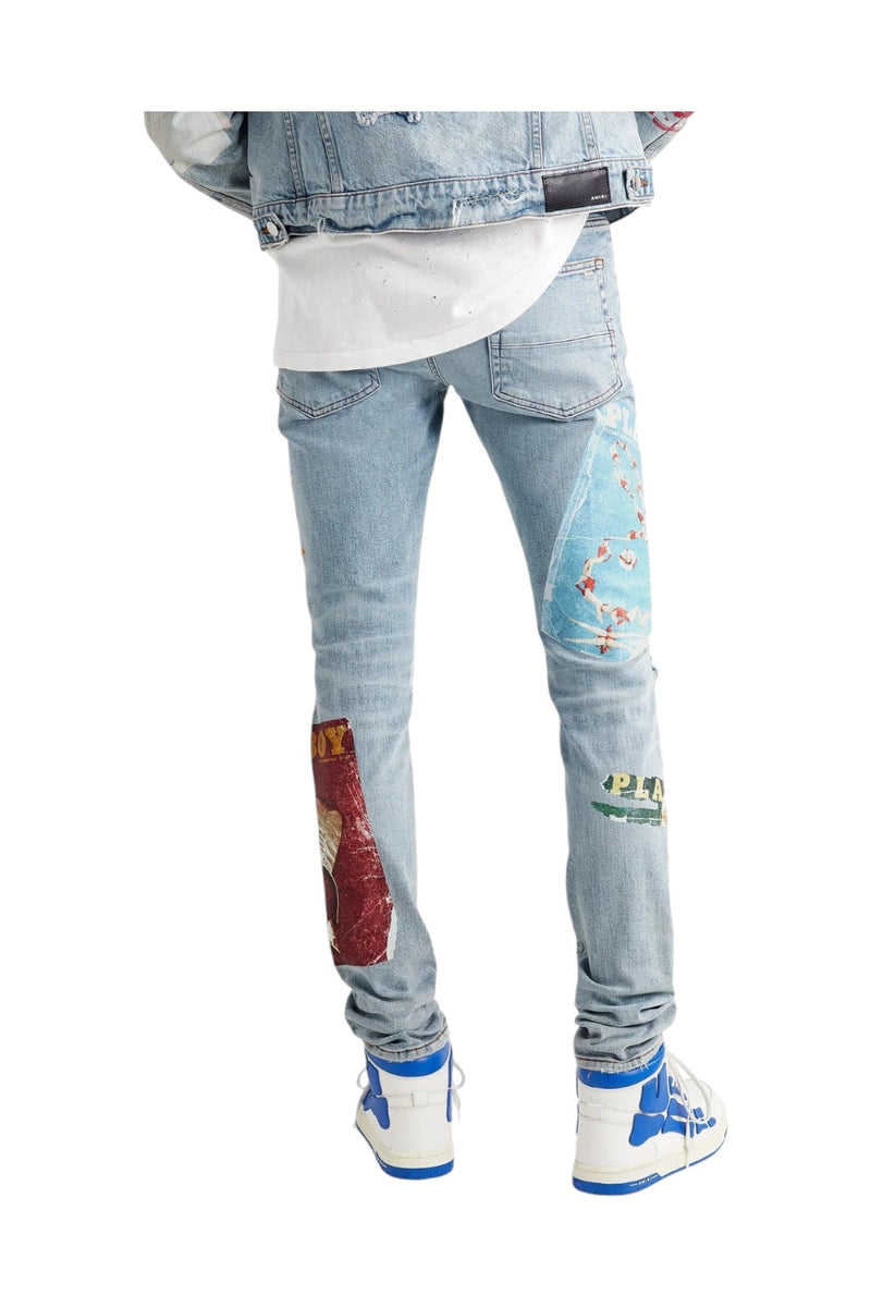 Amiri Playboy Magazine Denim Jeans Blue