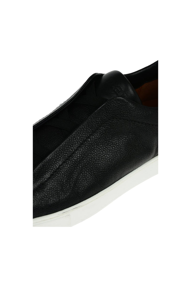 Zegna Triple Stitch Textured Leather Sneakers