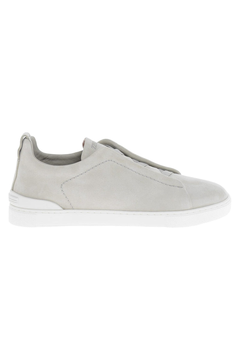 Zegna Triple Stitch Suede Sneakers Grey