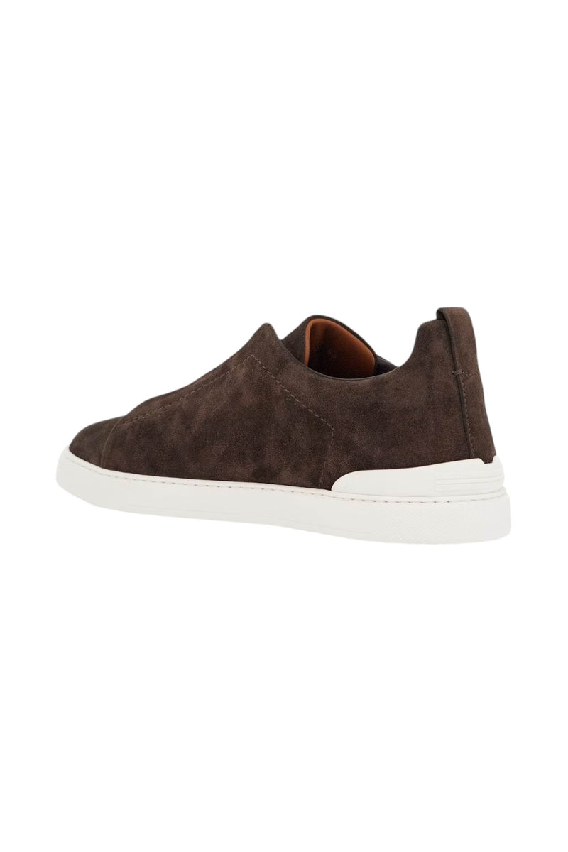 Zegna Triple Stitch Slip-On Sneakers Brown