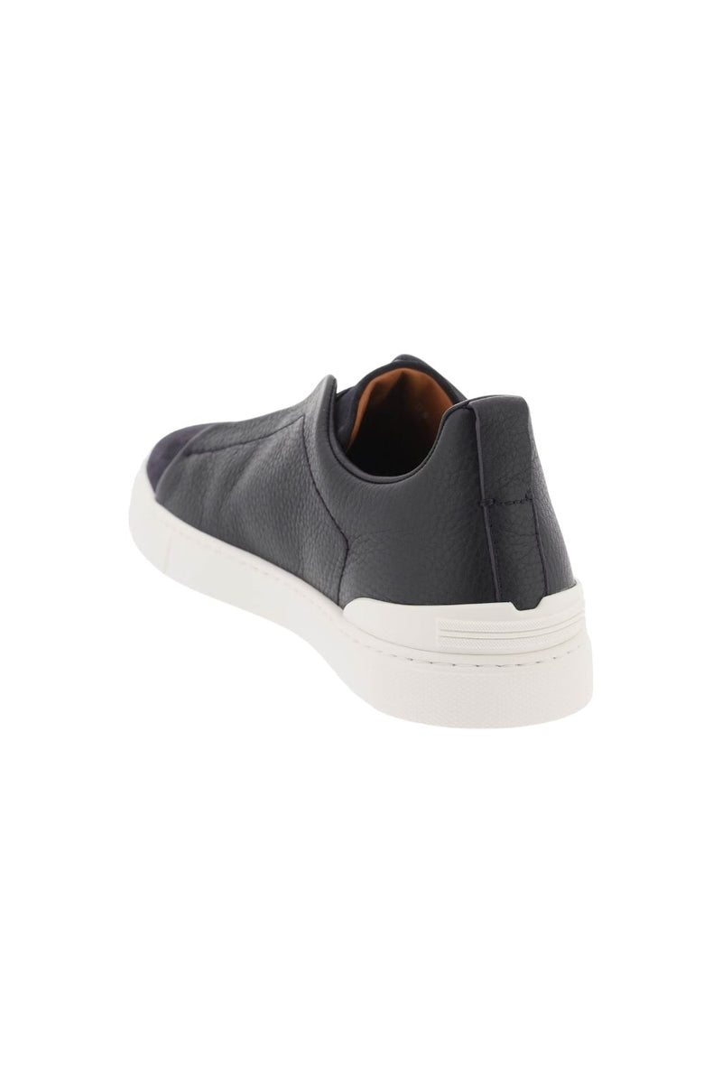 Zegna Triple Stitch Slip-On Sneakers Blue