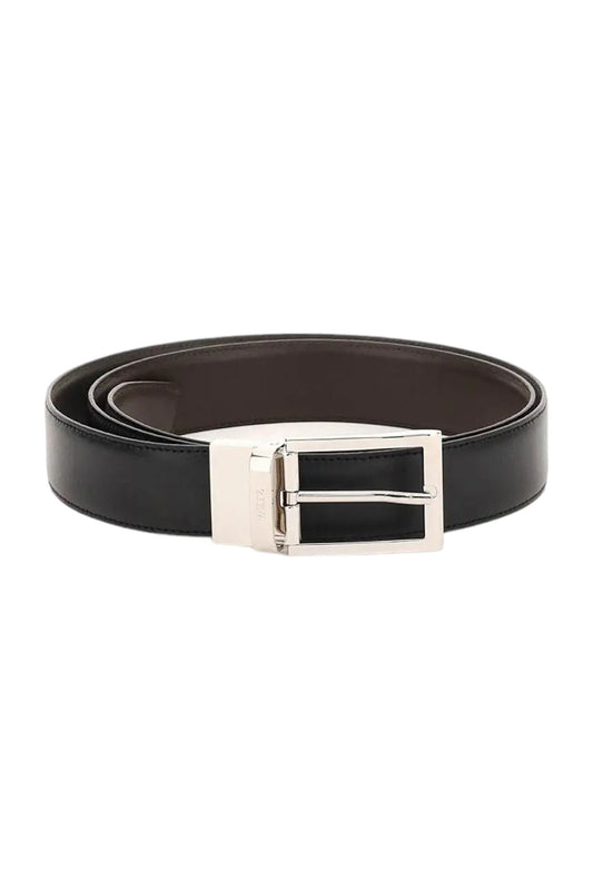 Zegna Black/Dark Brown Leather Reversible Belt