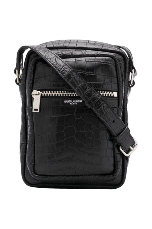 Saint Laurent Crocodile-Embossed Leather Sid Crossbody Bag