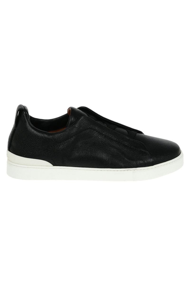 Zegna Triple Stitch Textured Leather Sneakers