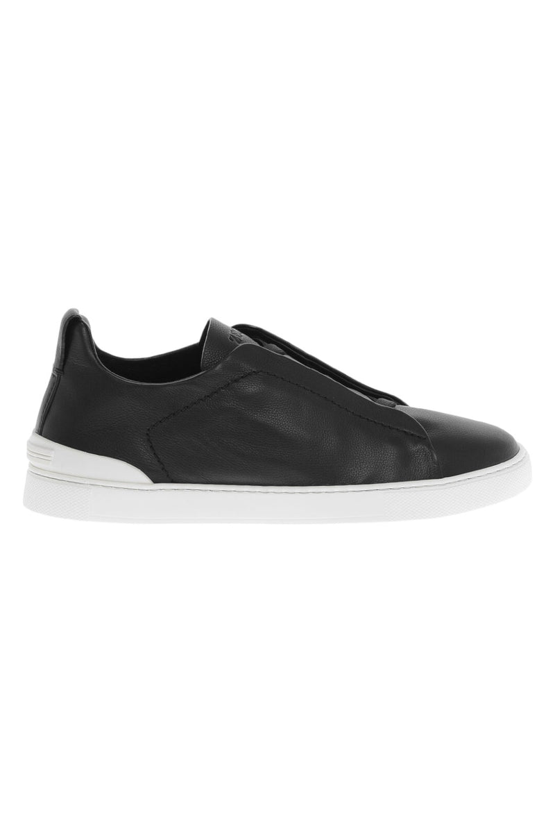 Zegna Triple Stitch Secondskin Leather Sneakers