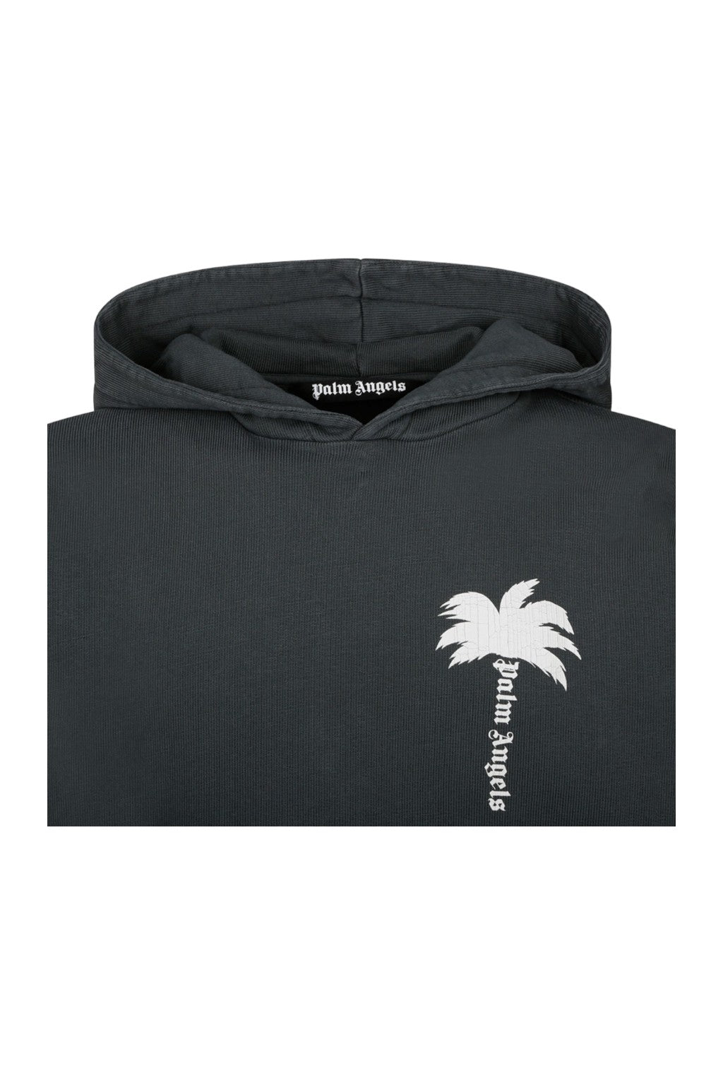 Palm Angels Grey Logo Print Hoodie