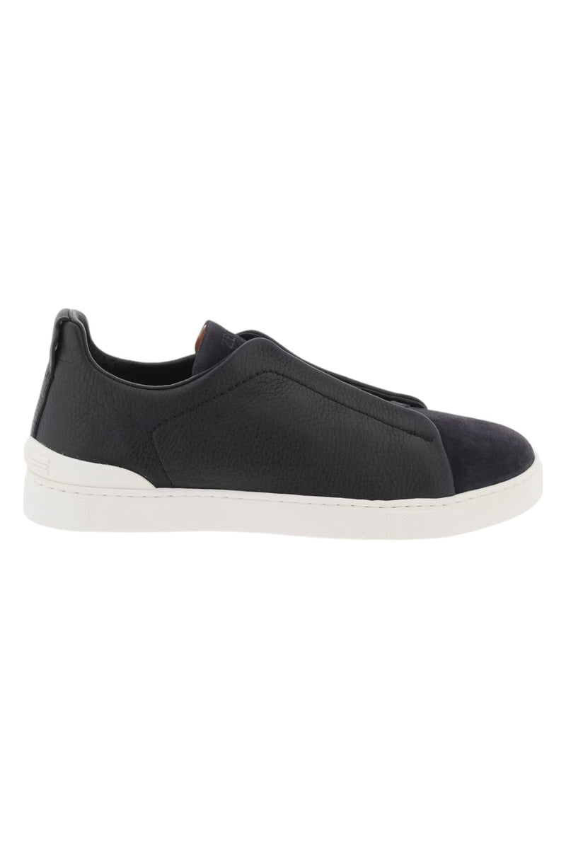 Zegna Triple Stitch Slip-On Sneakers Blue