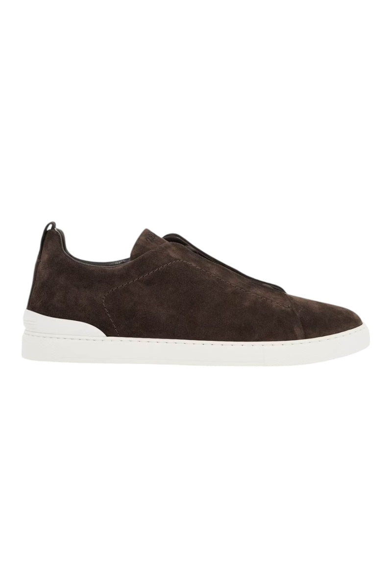 Zegna Triple Stitch Slip-On Sneakers Brown