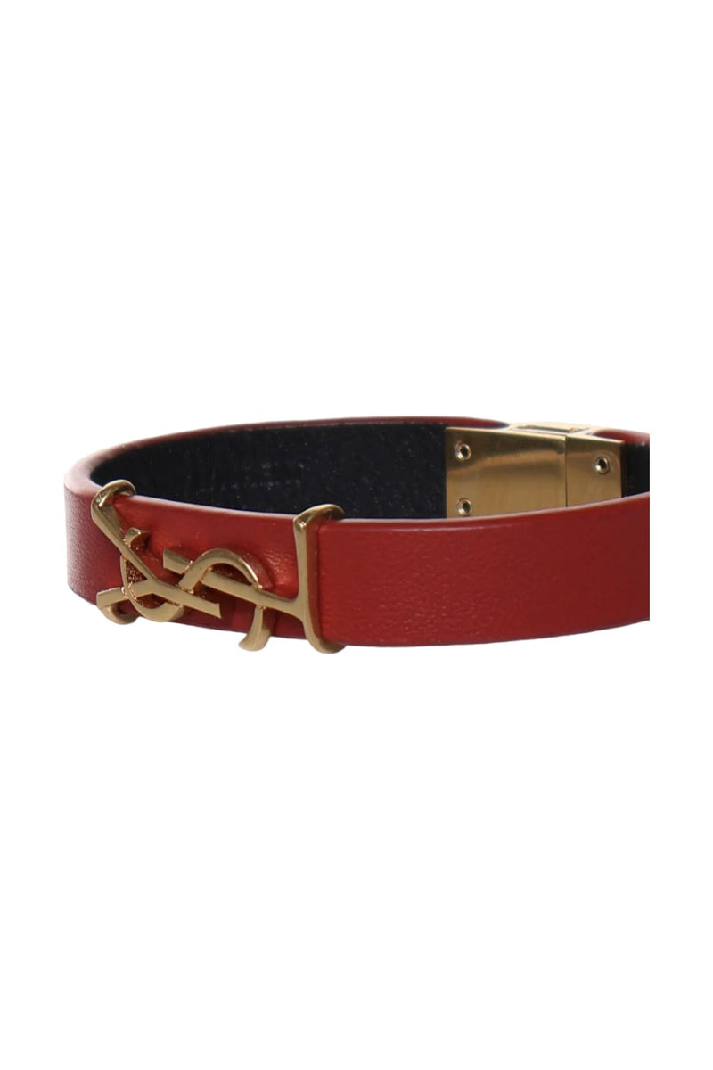 Saint Laurent Logo-Engraved Leather Bracelet